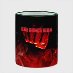 Кружка 3D Кулак One Punch-Man в огне, цвет: 3D-зеленый кант — фото 2
