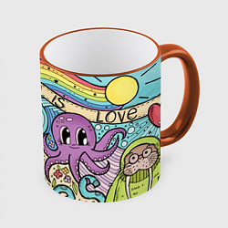 Кружка 3D All you need is The Beatles, цвет: 3D-оранжевый кант