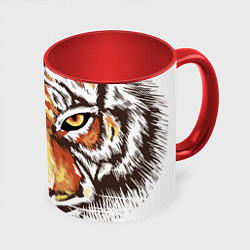 Кружка 3D Морда тигра от John Art, цвет: 3D-белый + красный