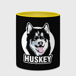 Кружка 3D Собака Хаски Husky, цвет: 3D-белый + желтый — фото 2