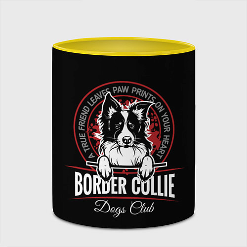 Кружка цветная Бордер-Колли Border Collie / 3D-Белый + желтый – фото 2