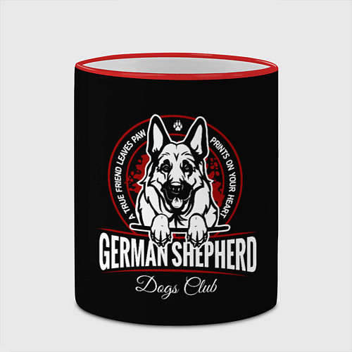 Кружка цветная Немецкая Овчарка German Shepherd -1 / 3D-Красный кант – фото 2