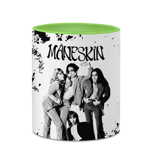 Кружка цветная Maneskin Монэскин, рок - группа / 3D-Белый + светло-зеленый – фото 2