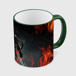 Кружка 3D TES SKYRIM DOVAHKIN FLAME ДРАКОНОРОЖДЕННЫЙ, цвет: 3D-зеленый кант