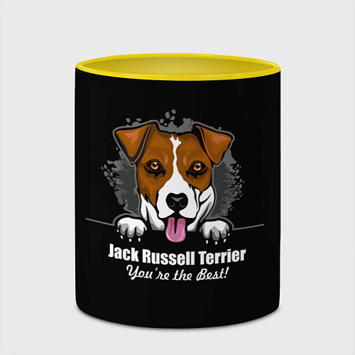 Кружка цветная Джек-Рассел-Терьер Jack Russell Terrier / 3D-Белый + желтый – фото 2