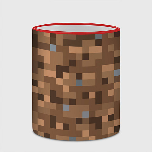 Кружка цветная ЗЕМЛЯ DIRT MINECRAFT / 3D-Красный кант – фото 2