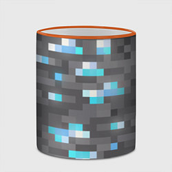 Кружка 3D АЛМАЗНАЯ РУДА DIAMOND ORE MINCRAFT, цвет: 3D-оранжевый кант — фото 2