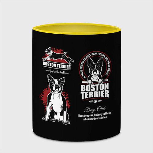 Кружка цветная Бостон-Терьер Boston Terrier / 3D-Белый + желтый – фото 2