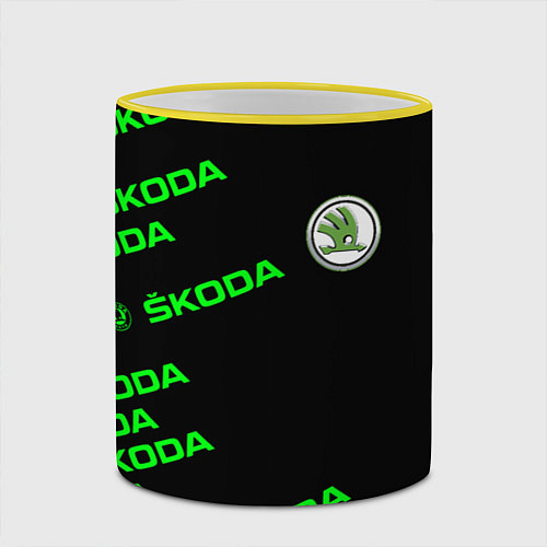 Кружка цветная SKODA LINE LOGO STYLE GREEN / 3D-Желтый кант – фото 2