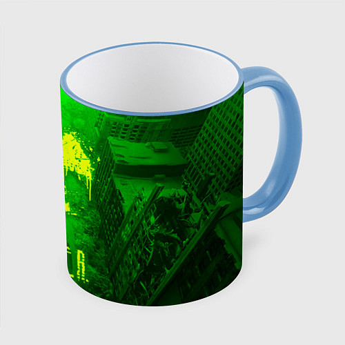 Кружка цветная STALKER LOGO RADIATOIN NEON TOXIC / 3D-Небесно-голубой кант – фото 1
