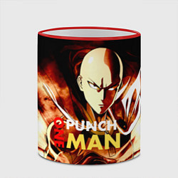 Кружка 3D Огненный Сайтама One Punch-Man, цвет: 3D-красный кант — фото 2