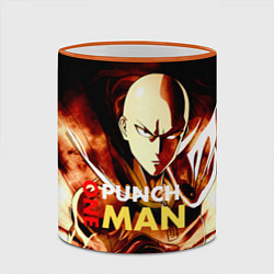 Кружка 3D Огненный Сайтама One Punch-Man, цвет: 3D-оранжевый кант — фото 2