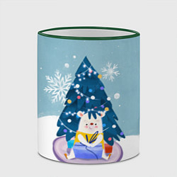 Кружка 3D Медвежонок под новогодней елкой, цвет: 3D-зеленый кант — фото 2