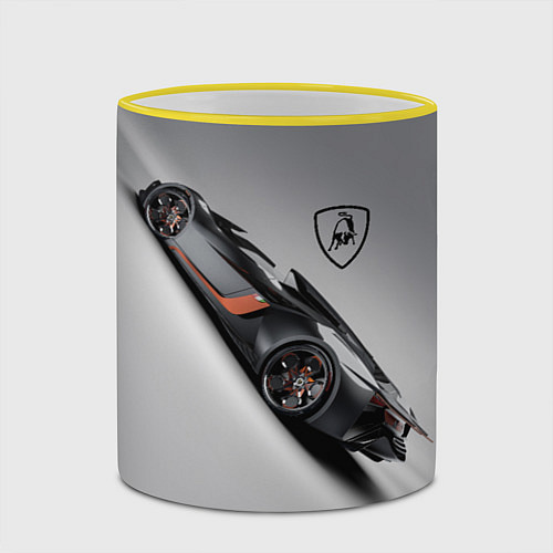 Кружка цветная Lamborghini - не для всех! / 3D-Желтый кант – фото 2