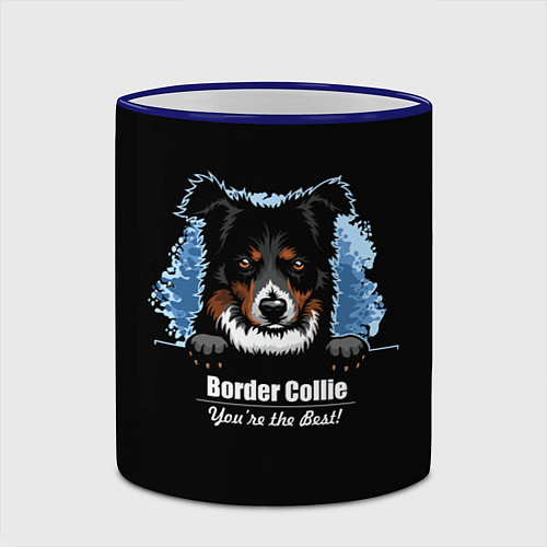 Кружка цветная Бордер-Колли Border-Collie / 3D-Синий кант – фото 2