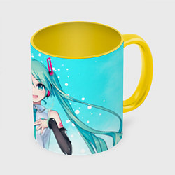 Кружка 3D Hatsune Miku, Мику Хацунэ, цвет: 3D-белый + желтый