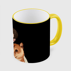 Кружка 3D Бульвар Депо с пёсиком, цвет: 3D-желтый кант
