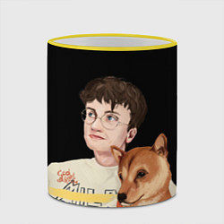Кружка 3D Бульвар Депо с пёсиком, цвет: 3D-желтый кант — фото 2