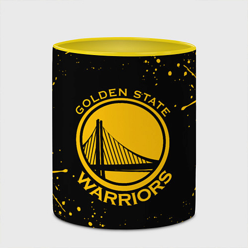 Кружка цветная GOLDEN STATE WARRIORS? , БРЫЗГИ КРАСОК / 3D-Белый + желтый – фото 2
