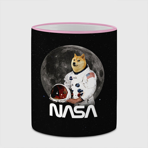 Кружка цветная Доги Космонавт Мем Наса Doge / 3D-Розовый кант – фото 2