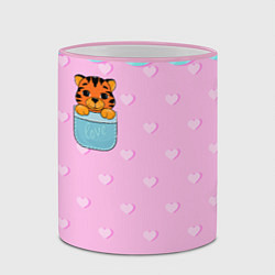 Кружка 3D Маленький тигр в кармане, цвет: 3D-розовый кант — фото 2