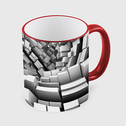 Кружка 3D Геометрическая объёмная абстракция, цвет: 3D-красный кант