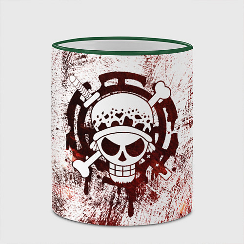 Кружка цветная Трафальгар Ло Пираты сердца Весёлый Роджер / 3D-Зеленый кант – фото 2