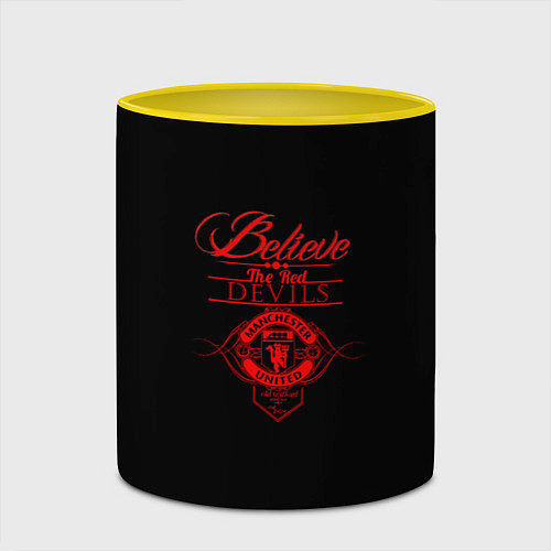 Кружка цветная Believe in Devils / 3D-Белый + желтый – фото 2