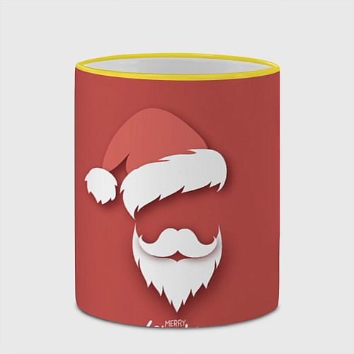 Кружка цветная Merry Christmas Счастливого Рождества / 3D-Желтый кант – фото 2