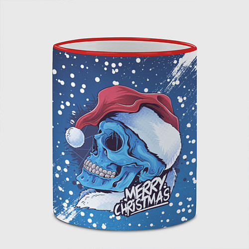 Кружка цветная Merry Christmas Счастливого Рождества Skull / 3D-Красный кант – фото 2