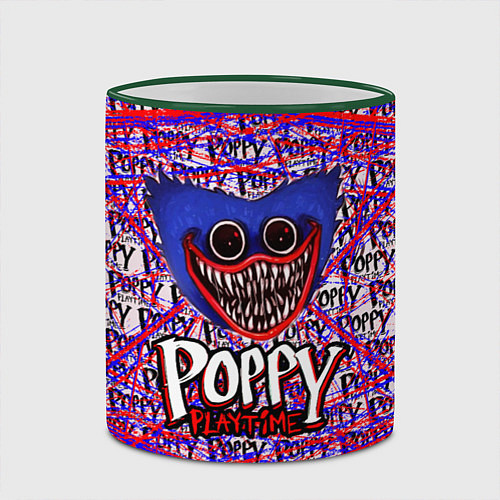 Кружка цветная Huggy Wuggy: Poppy Pattern / 3D-Зеленый кант – фото 2