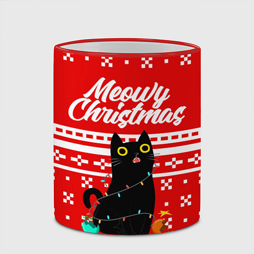 Кружка цветная MEOW CHRISTMAS / 3D-Красный кант – фото 2