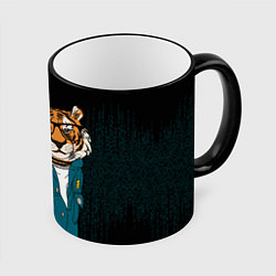 Кружка 3D Крутой фурри тигр, цвет: 3D-черный кант