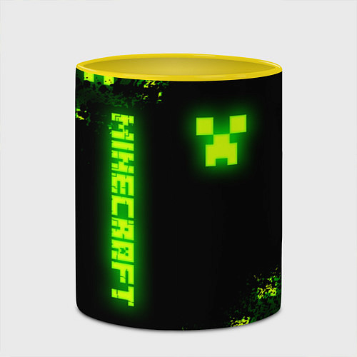 Кружка цветная MINECRAFT NEON LOGO CREEPER / 3D-Белый + желтый – фото 2