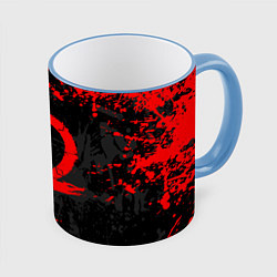 Кружка 3D GOD OF WAR LOGO RED, БРЫЗГИ КРАСОК, цвет: 3D-небесно-голубой кант