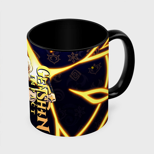 Кружка цветная Альбедо - Геншин Импакт / 3D-Белый + черный – фото 1