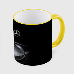 Кружка 3D Mercedes-Benz motorsport black, цвет: 3D-желтый кант