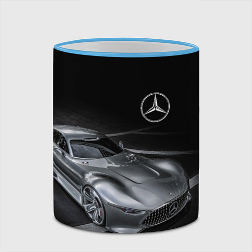 Кружка цветная Mercedes-Benz motorsport black / 3D-Небесно-голубой кант – фото 2