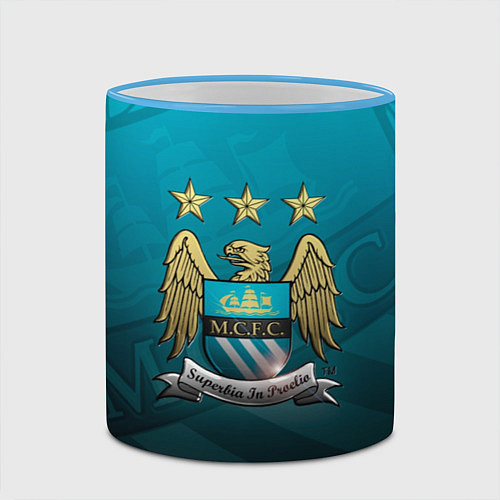 Кружка цветная Manchester City Teal Themme / 3D-Небесно-голубой кант – фото 2