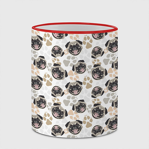 Кружка цветная Собака Мопс Pug / 3D-Красный кант – фото 2