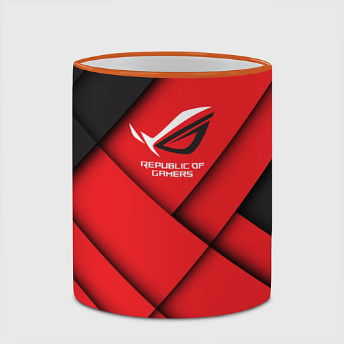 Кружка цветная ROG - republic of gamers / 3D-Оранжевый кант – фото 2