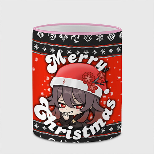 Кружка цветная HU TAO MERRY CHRISTMAS / 3D-Розовый кант – фото 2