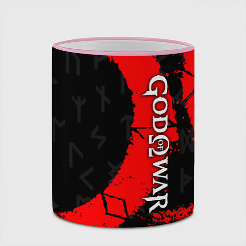 Кружка цветная GOD OF WAR СИМВОЛ КРАТОСА / 3D-Розовый кант – фото 2