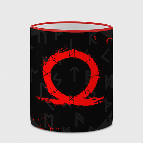 Кружка цветная GOD OF WAR CRATOS LOGO / 3D-Красный кант – фото 2