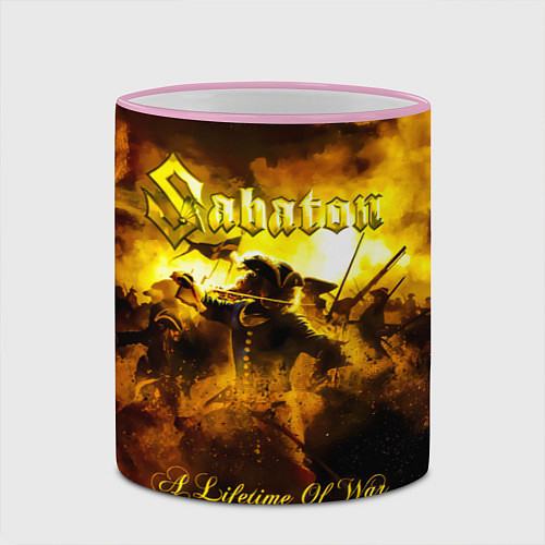 Кружка цветная A Lifetime of War - Sabaton / 3D-Розовый кант – фото 2