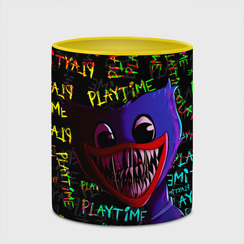 Кружка цветная ЗАБЫТАЯ ИГРУШКА ХАГГИ / 3D-Белый + желтый – фото 2