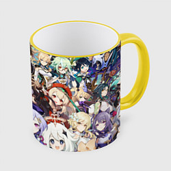 Кружка 3D ПЕРСОНАЖИ GENSHIN IMPACT ЦВЕТНОЙ, цвет: 3D-желтый кант