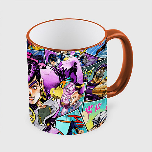 Кружка цветная JoJos Bizarre Adventure: Josuke / 3D-Оранжевый кант – фото 1