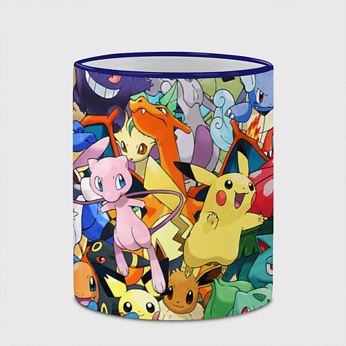 Кружка цветная АНИМЕ, ПОКЕМОНЫ ВСЕ ПЕРСОНАЖИ POKEMON / 3D-Синий кант – фото 2