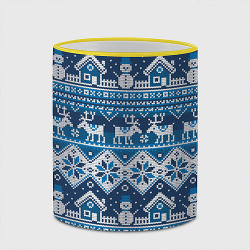 Кружка цветная Christmas Pattern / 3D-Желтый кант – фото 2